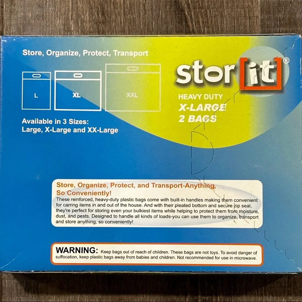 💞 New 2-Pack Stor-It XL Heavy Duty Storage Bags